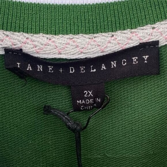 Jane + Delancey Women's 2X Green Tennis Racquet Print Sweatshirt - Picture 9 of 9